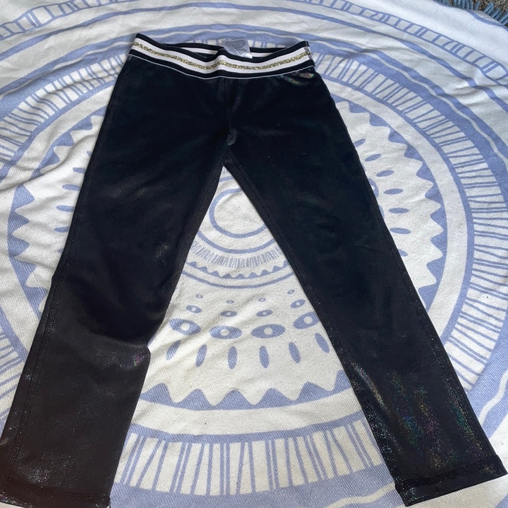 Girls Black Shimmer Leggings Size 5